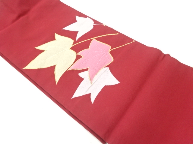 アンティーク　葉模様織出し名古屋帯（着用可）